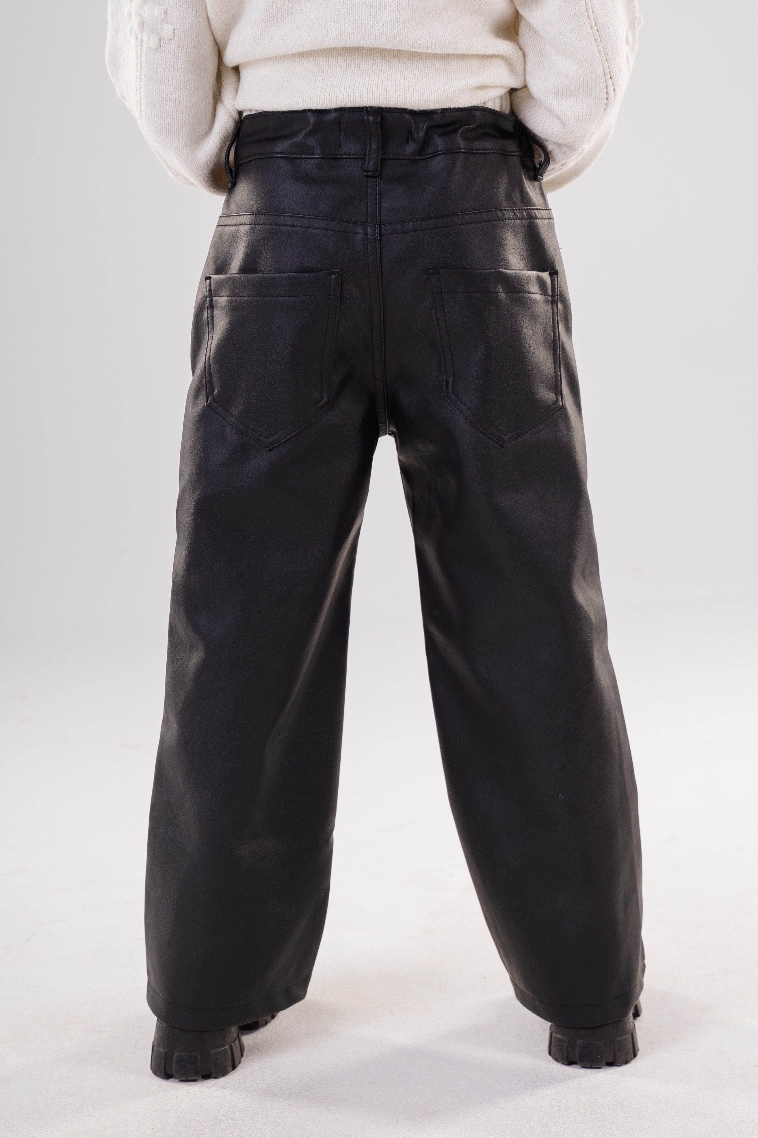 Girls' Fashion Faux Leather Pants with Relaxed Fit