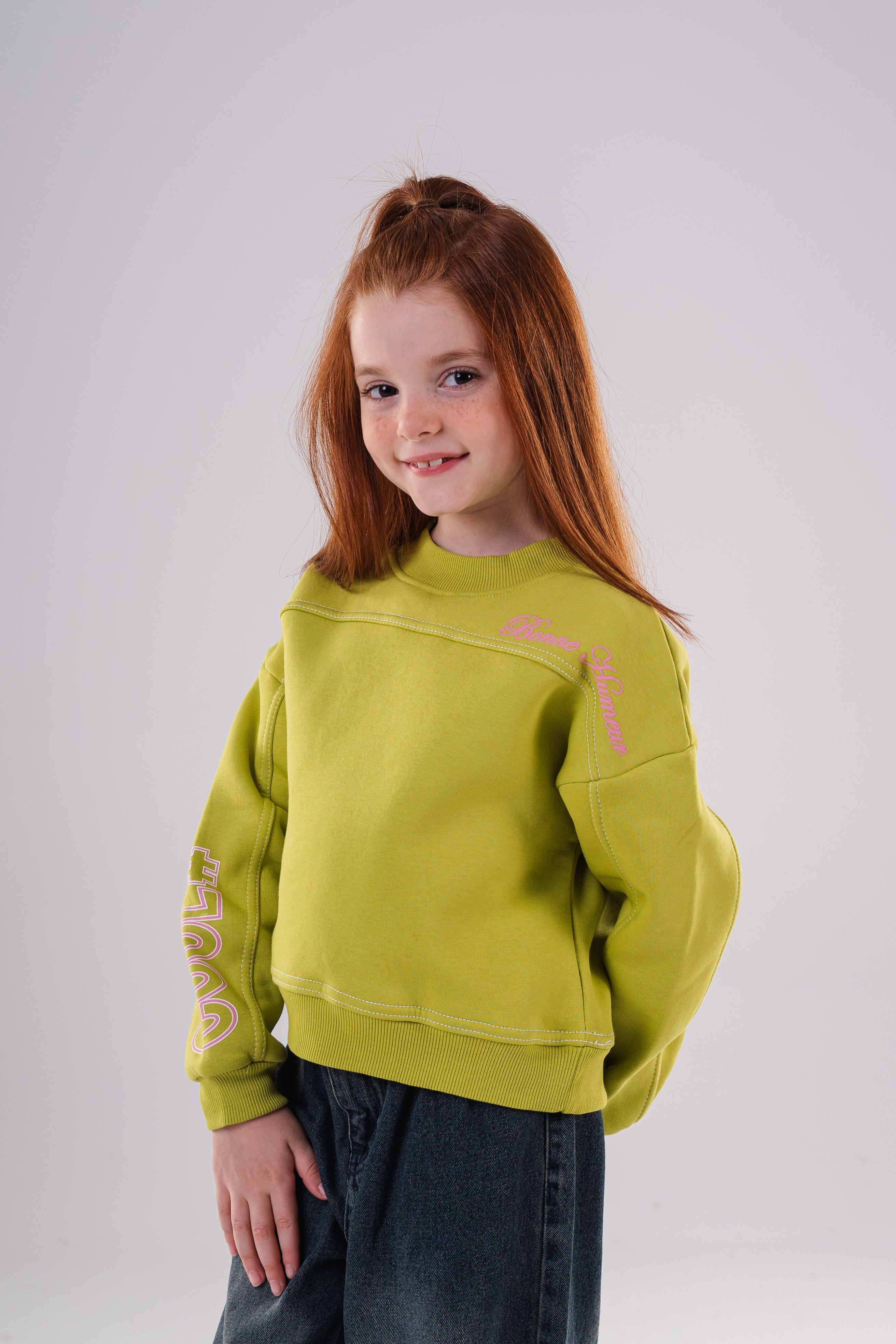 Girls Neon Script Crewneck Sweatshirt
