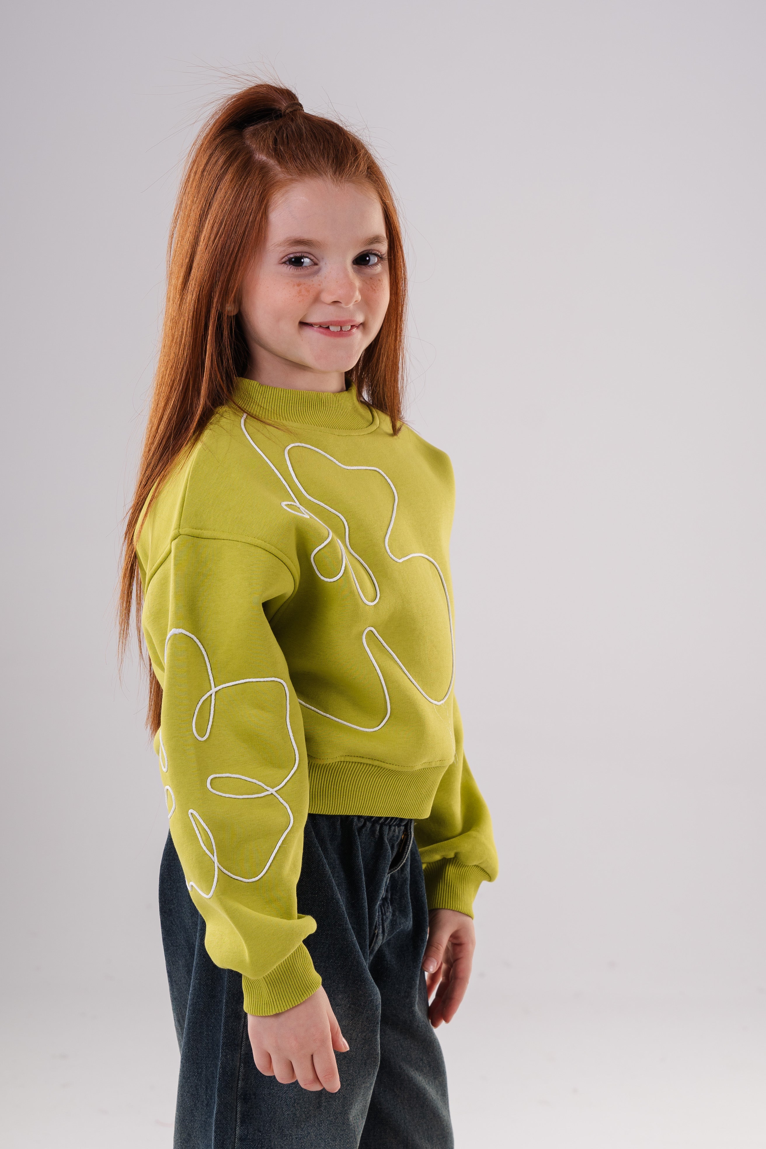 Girls Unique Crewneck Knit Sweatshirt