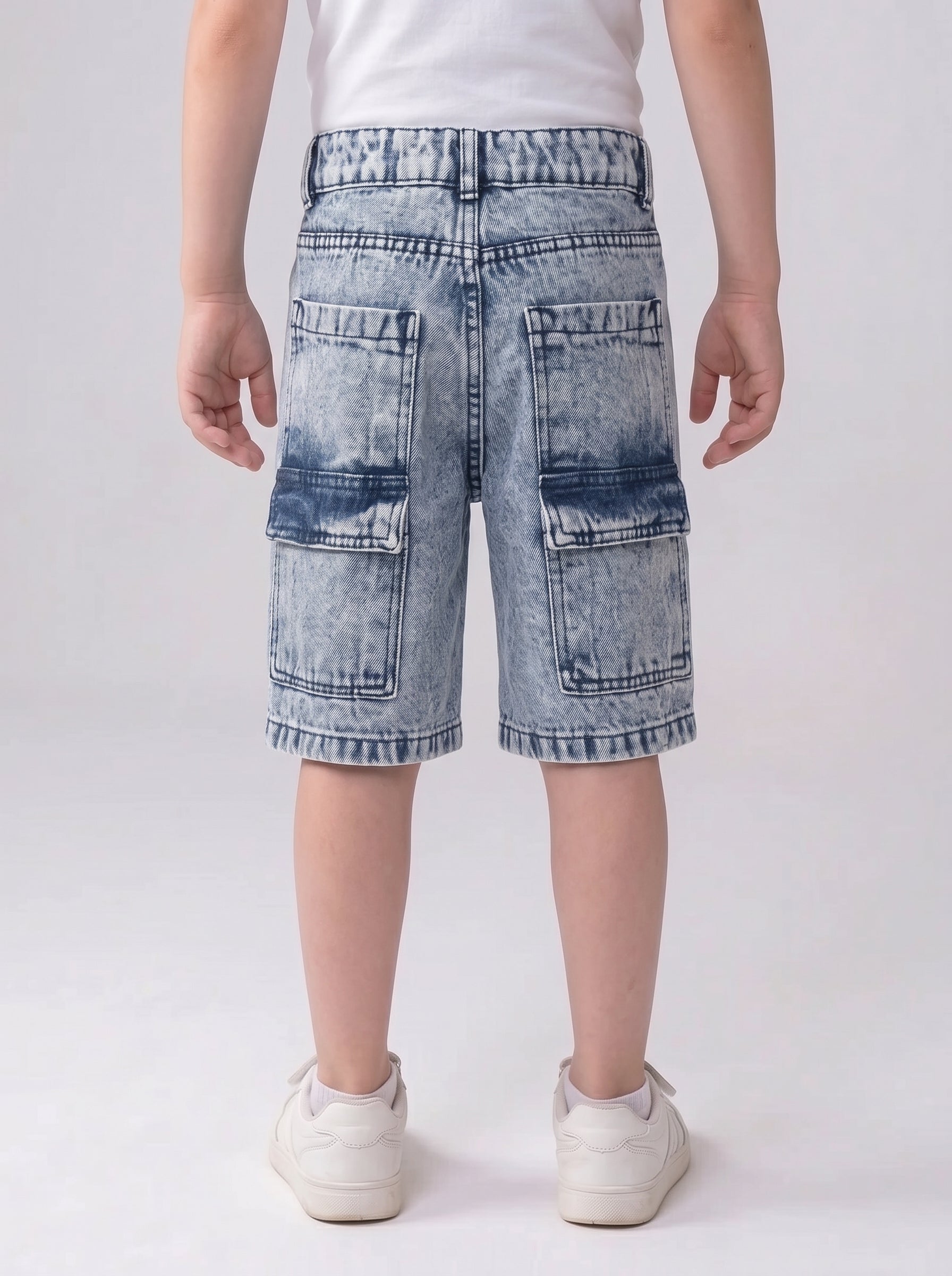 Boys’ Acid-Wash Denim Bermuda Shorts