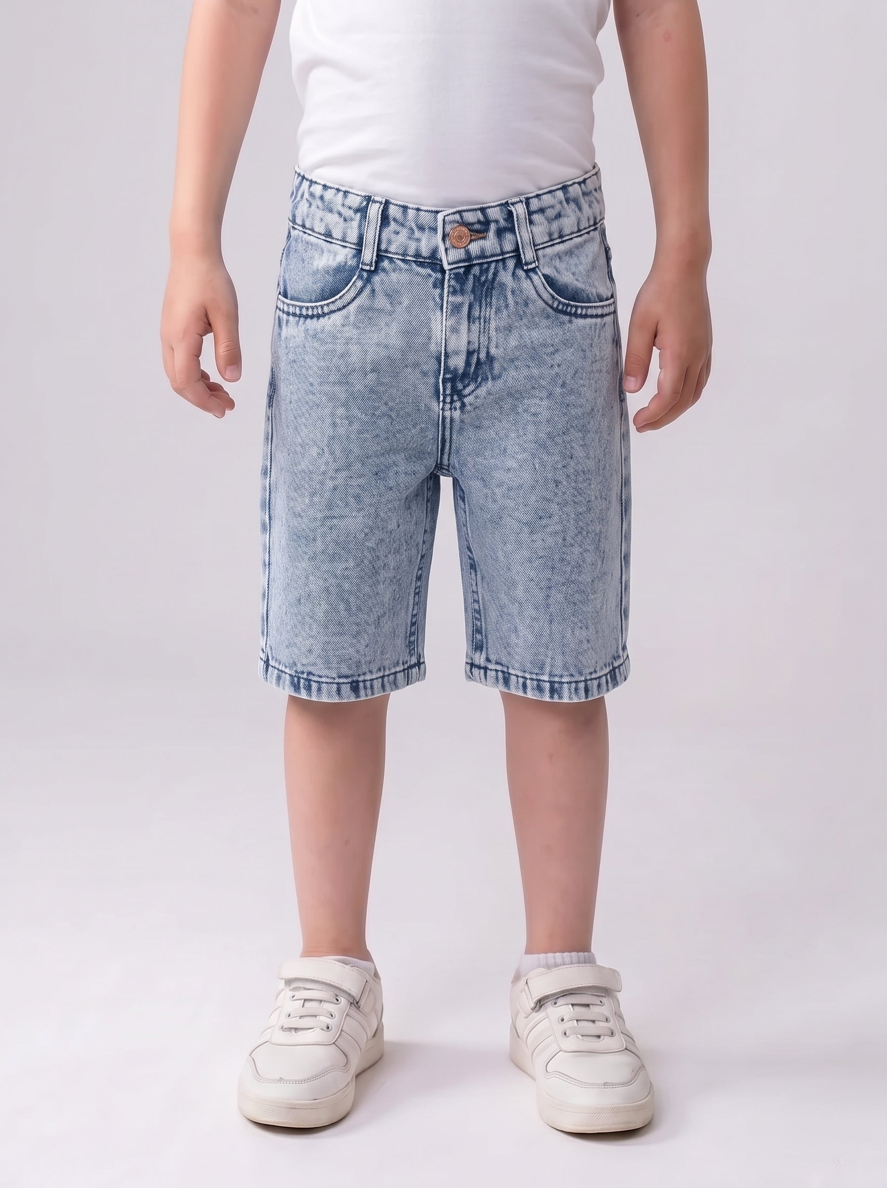 Boys’ Acid-Wash Denim Bermuda Shorts
