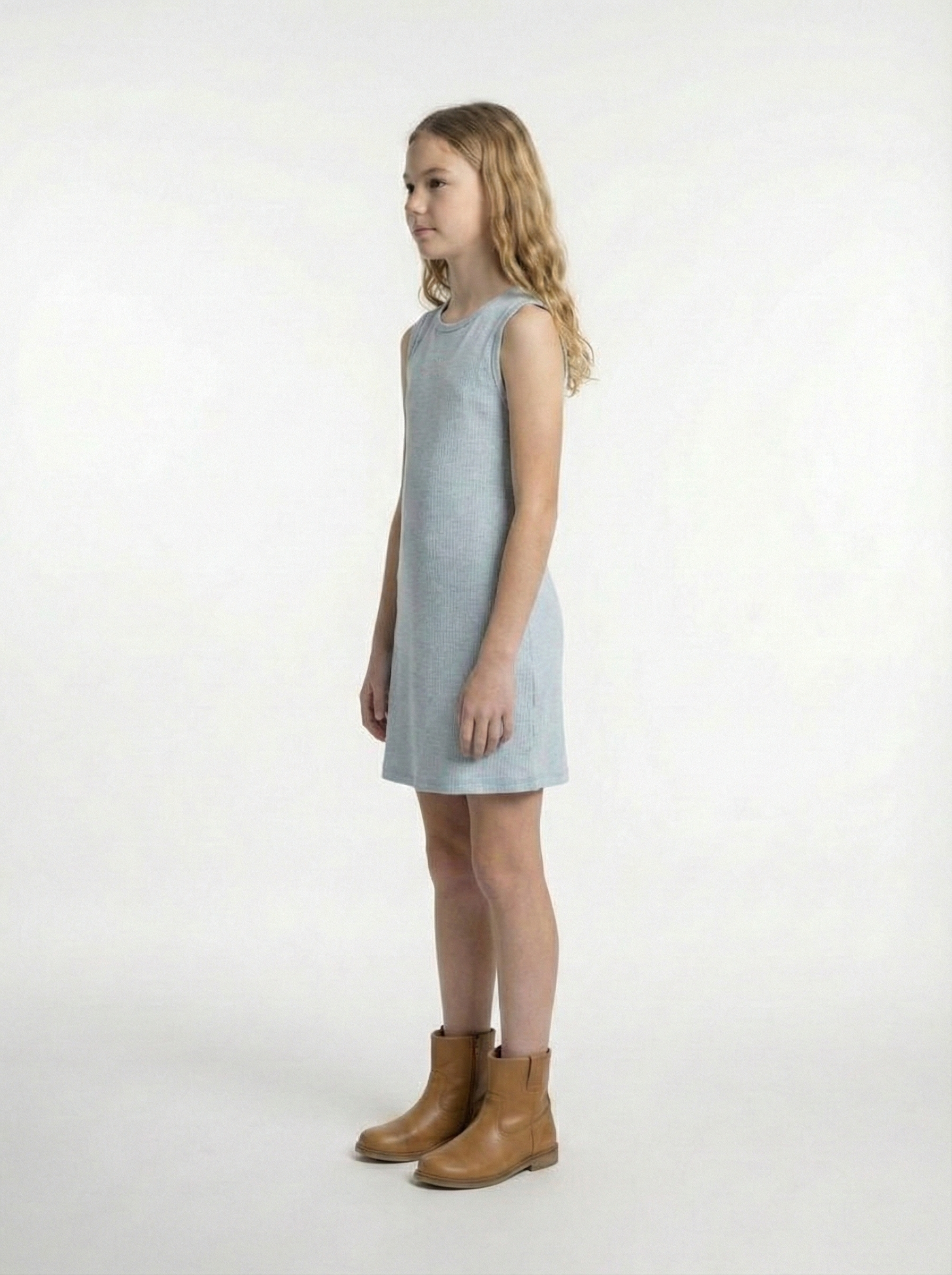 Girls’ Ribbed Knit Sleeveless Shift Dress