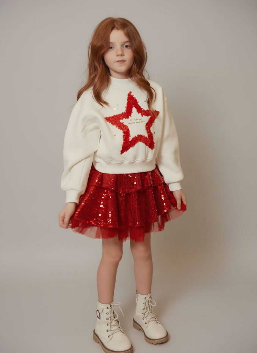 Girls' Sparkling Sequin Tiered Skirt