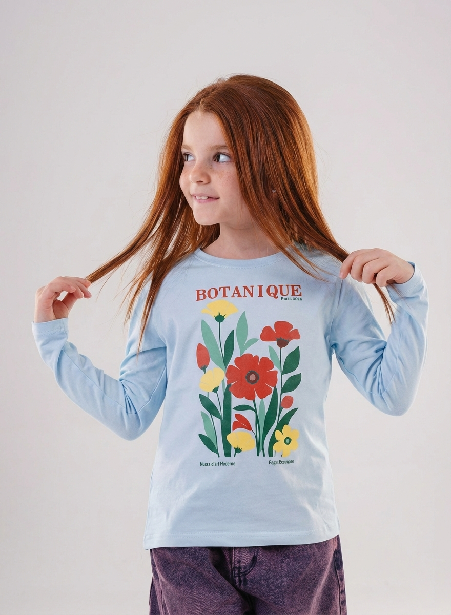 Girls Comfy Cotton Long-Sleeve Top