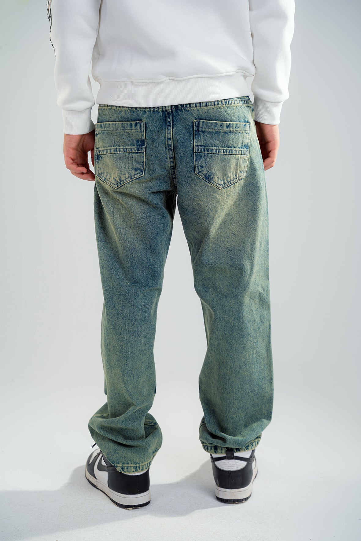 Boys Baggy Fit Greenish Blue Denim Jeans
