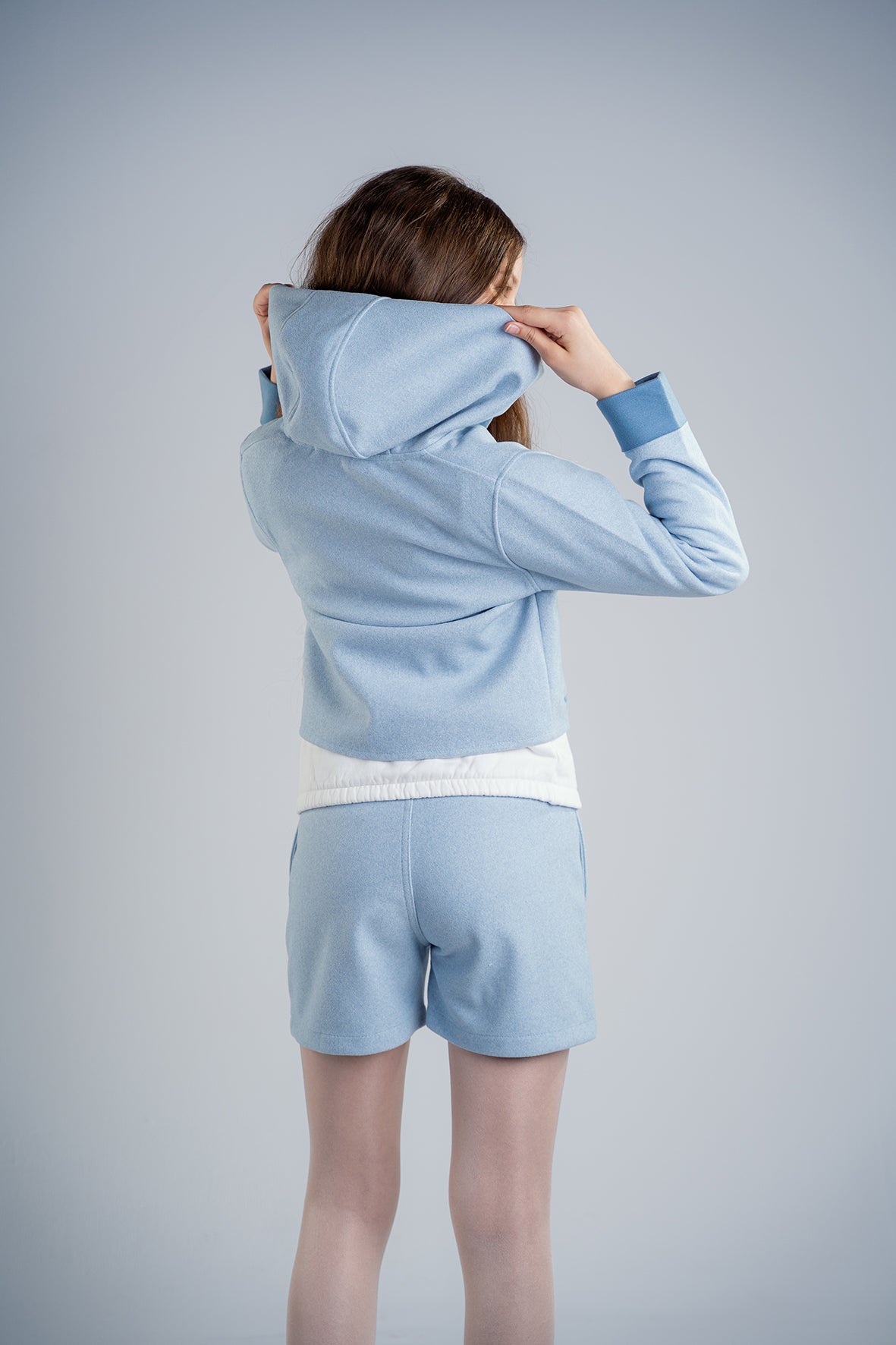 Sky Blue Girls Gogh jacket With Hood