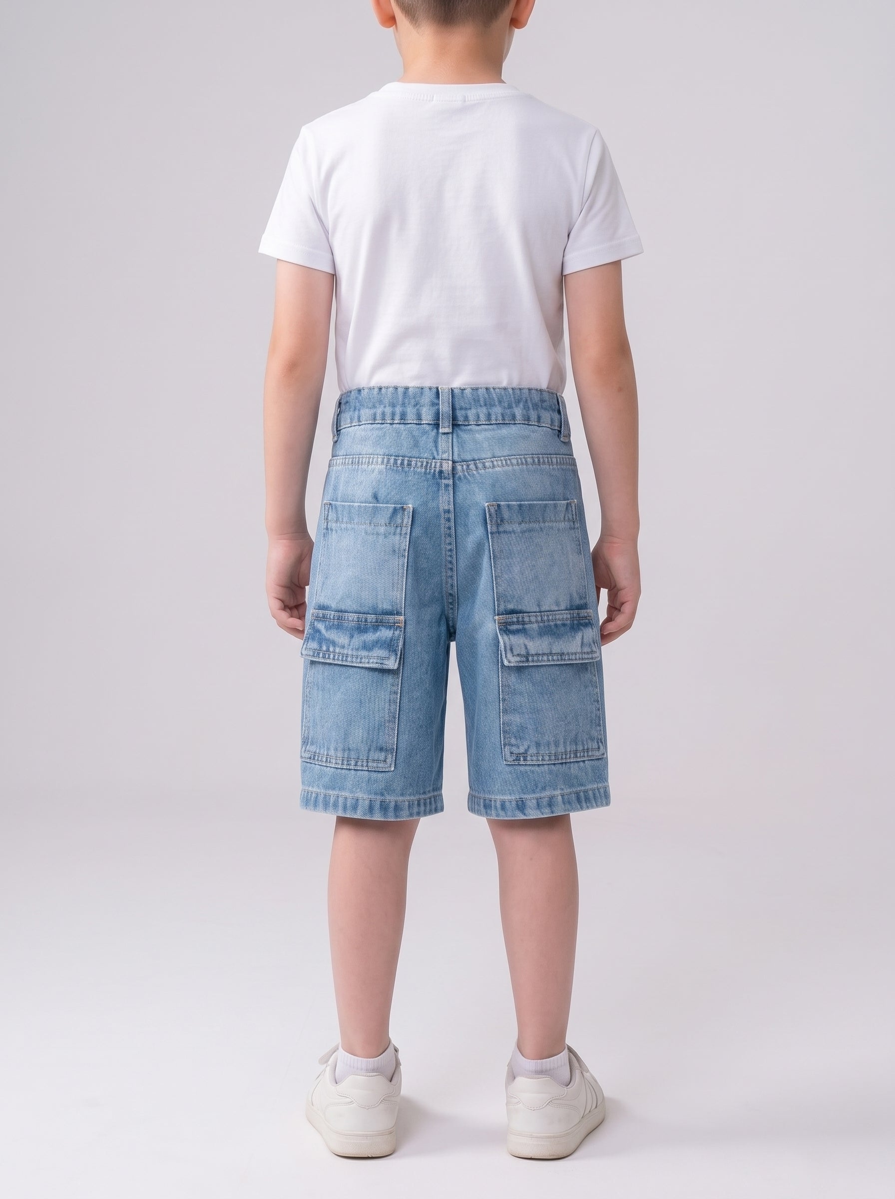 Boys’ Acid-Wash Denim Bermuda Shorts