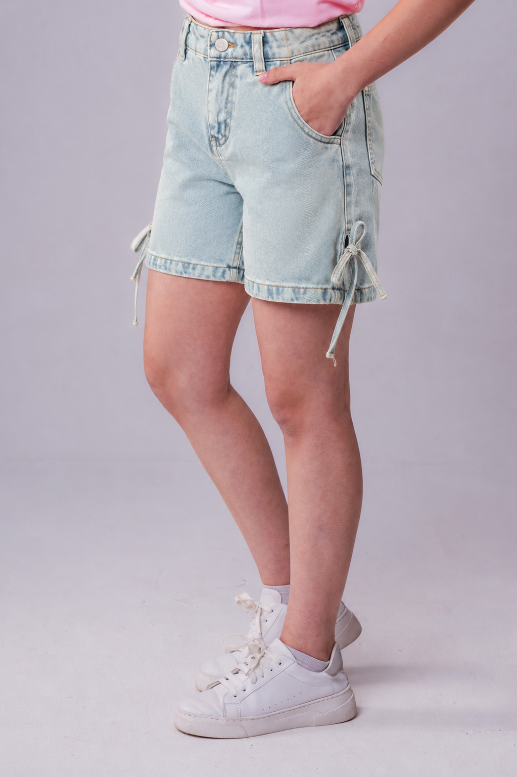 Girls' Side-Tie Denim Shorts