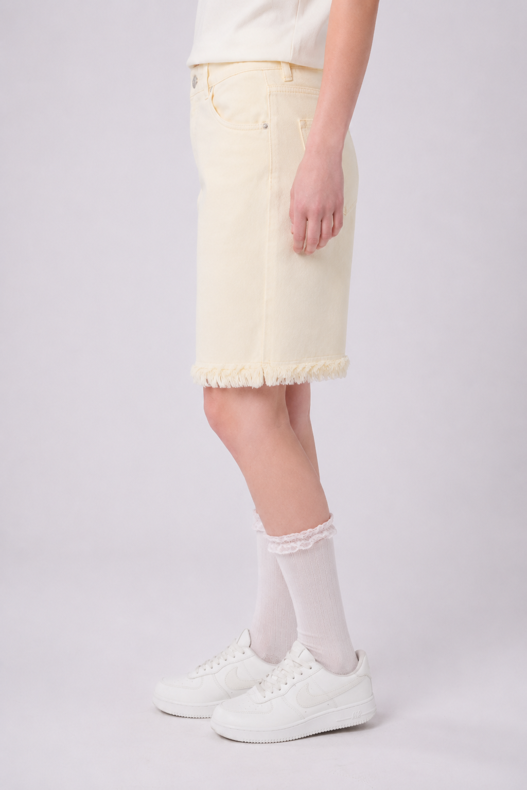 Girls’ Frayed Hem Denim Bermuda Shorts