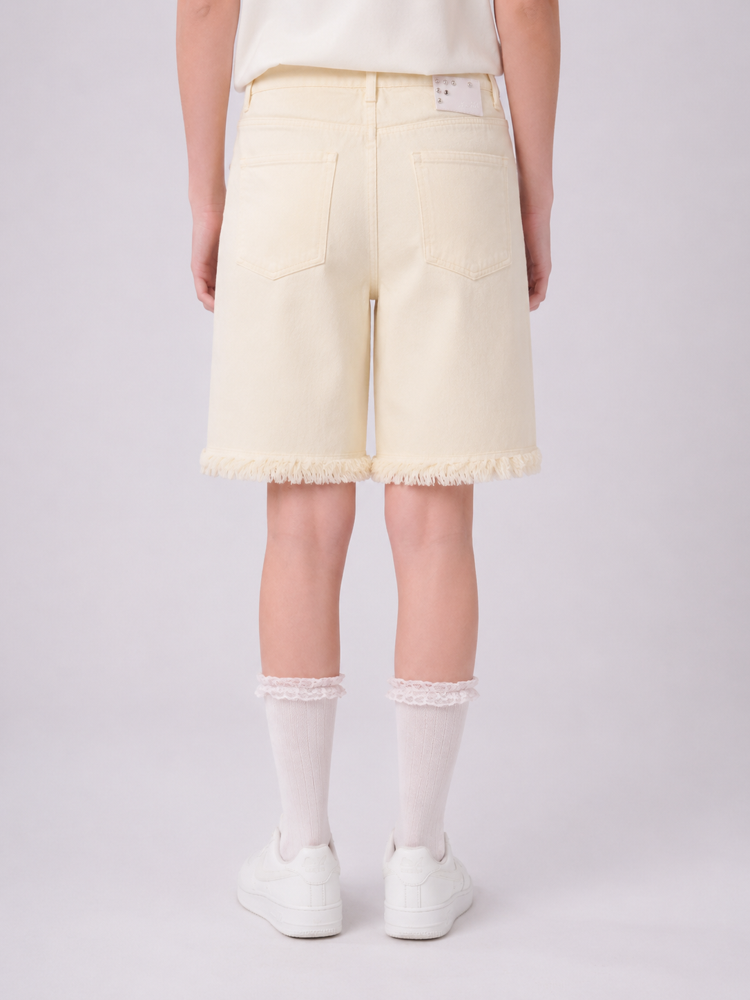 Girls’ Frayed Hem Denim Bermuda Shorts