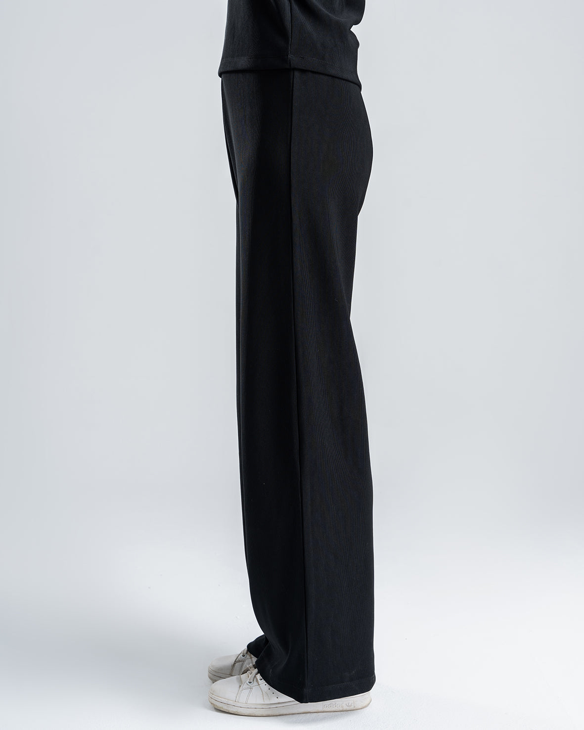 Women's Black Basic Trouser Wide-Leg