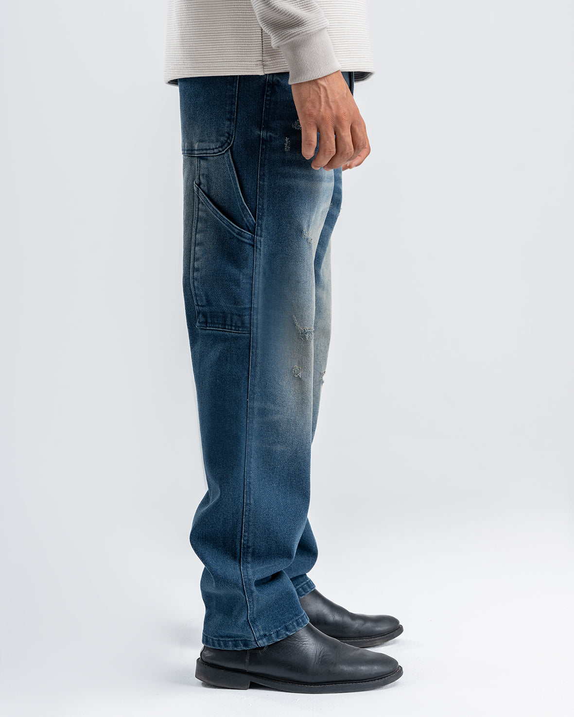 Men's Straight Fit Dirty Blue Denim Jeans