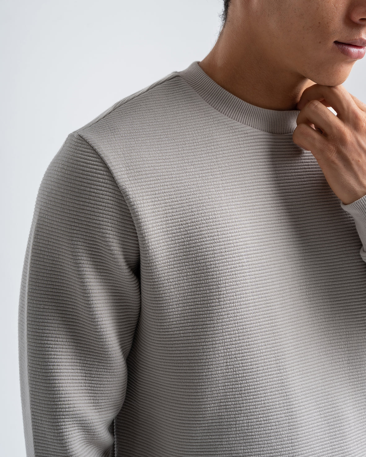 Men's Beige Textured Long Sleeve Sweater