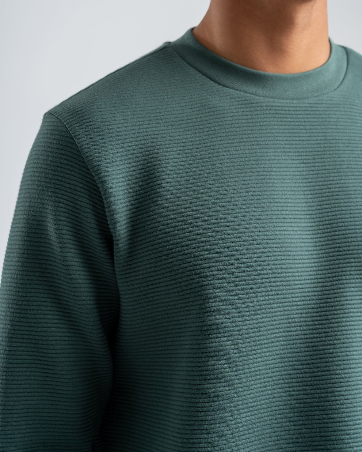 Men's Olive Textured Long Sleeve Sweater