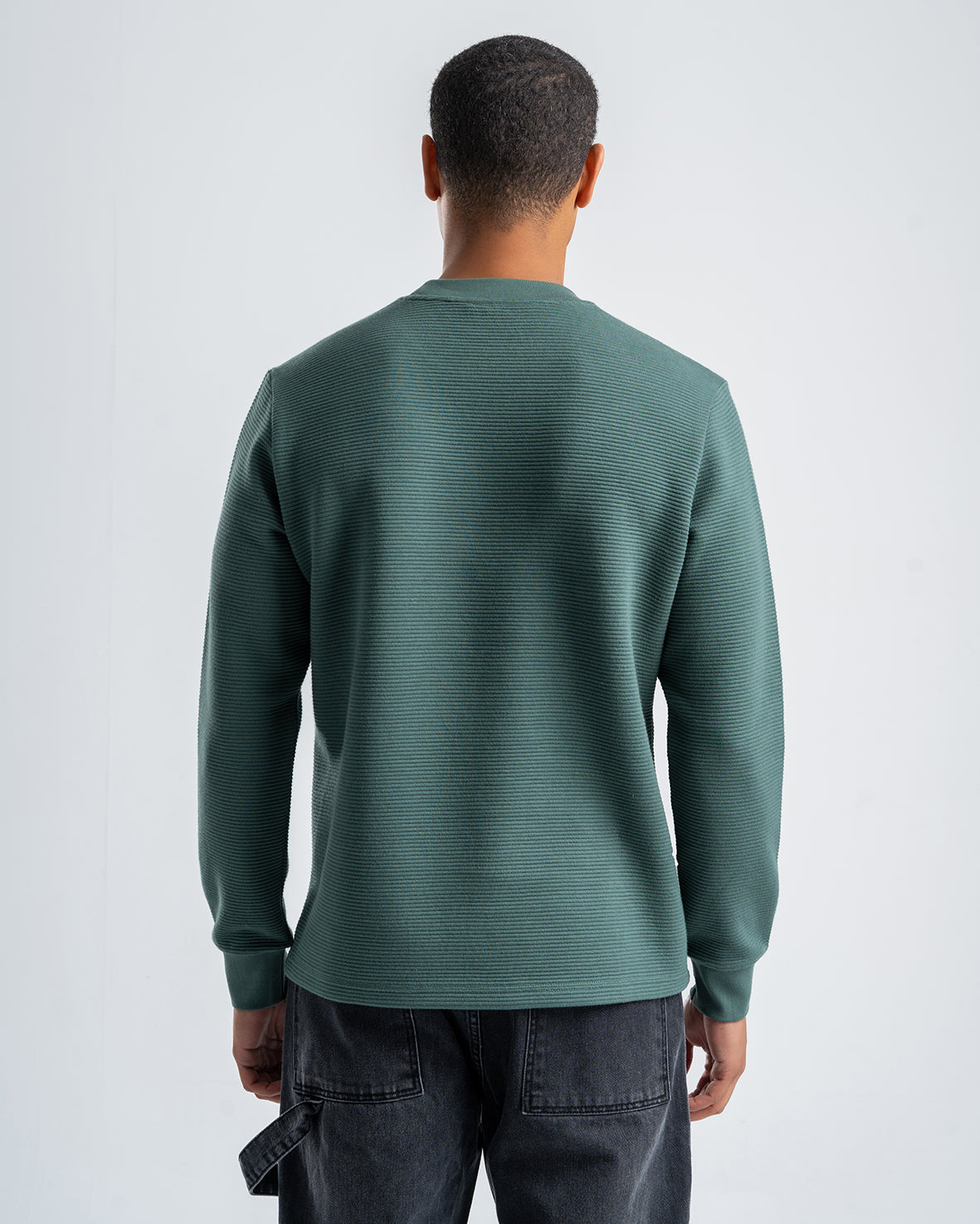 Men's Olive Textured Long Sleeve Sweater