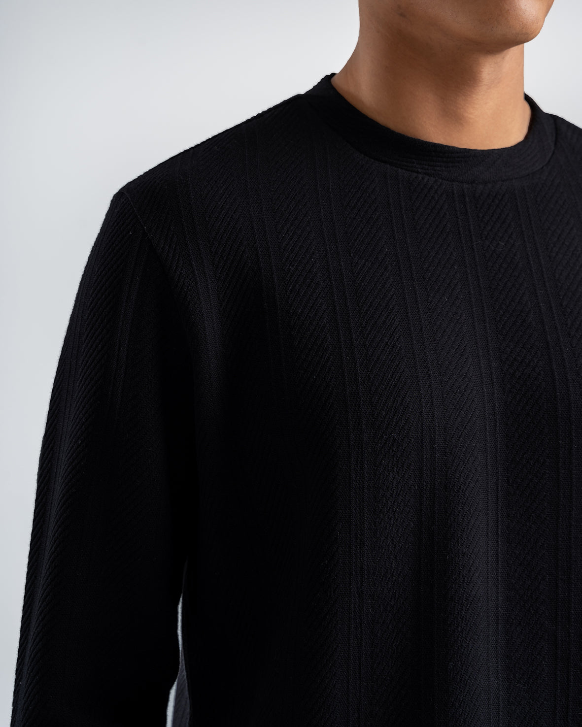 Men's Black Textured Jacquard Sweatshirt