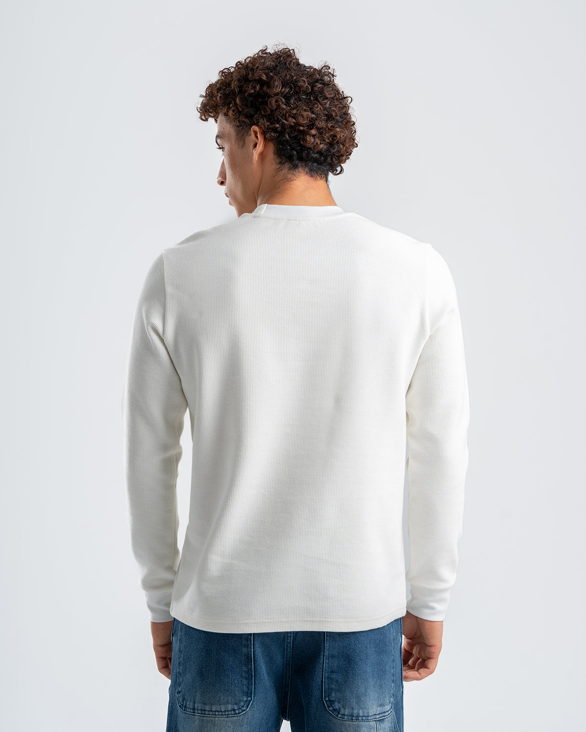 Men's White Standard Fit Crew Neck Pullover