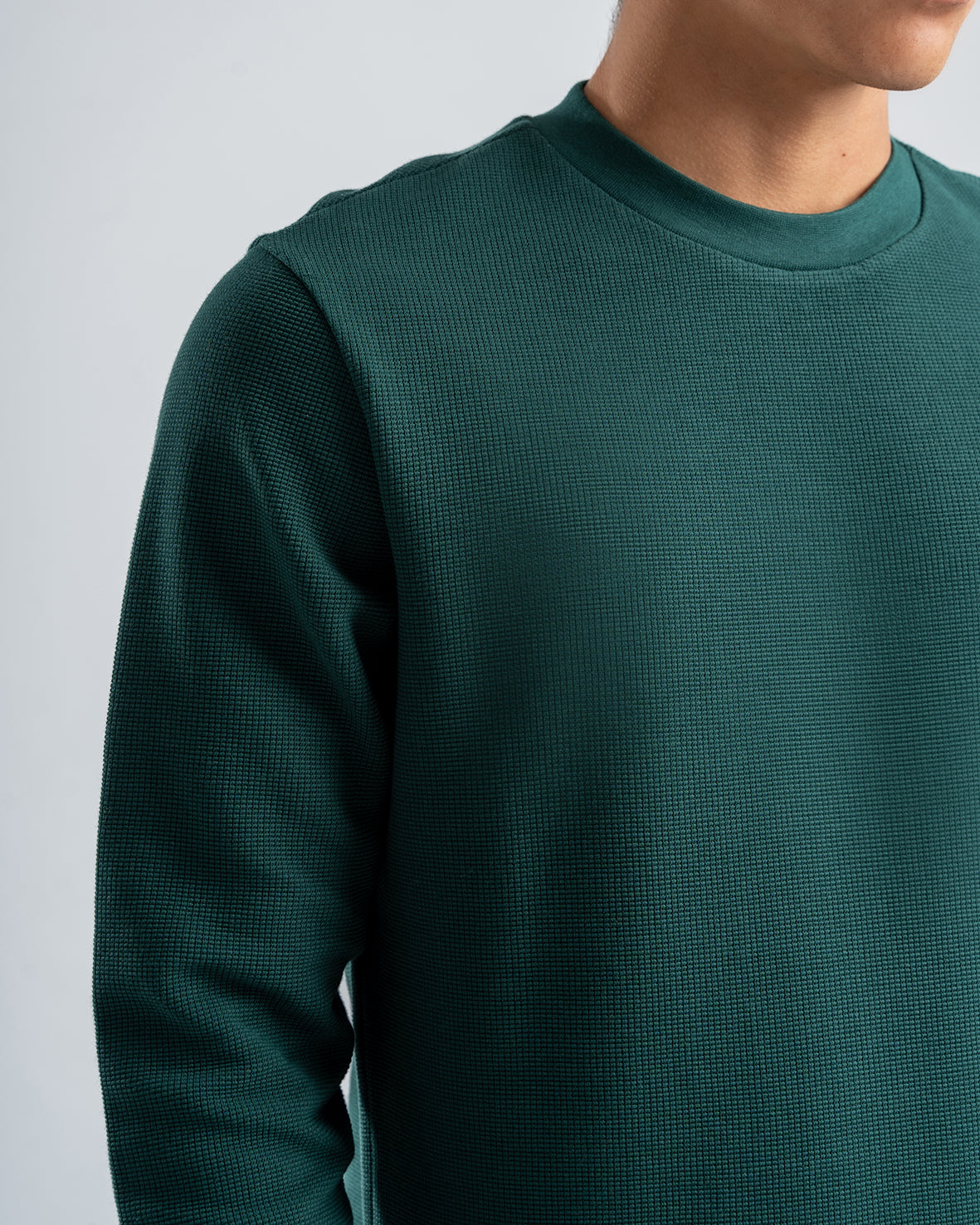 Men's Olive Standard Fit Crew Neck Pullover