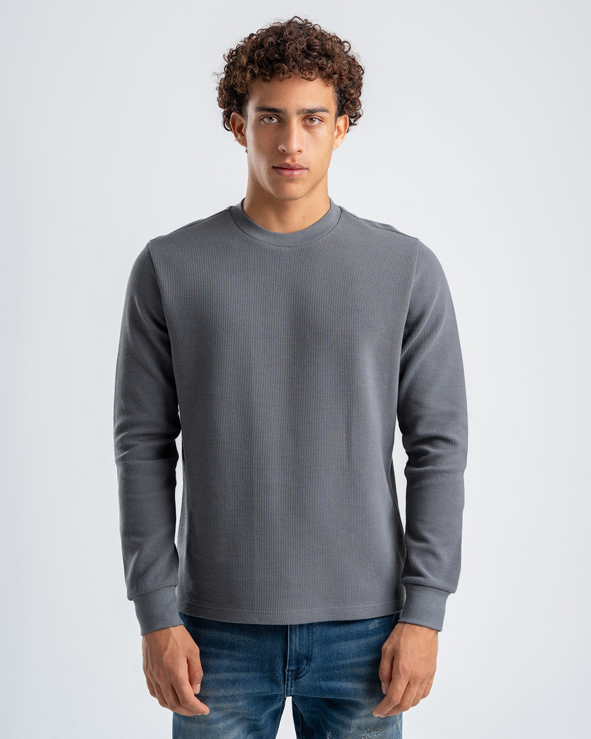 Men's Dark Gray Standard Fit Crew Neck Pullover