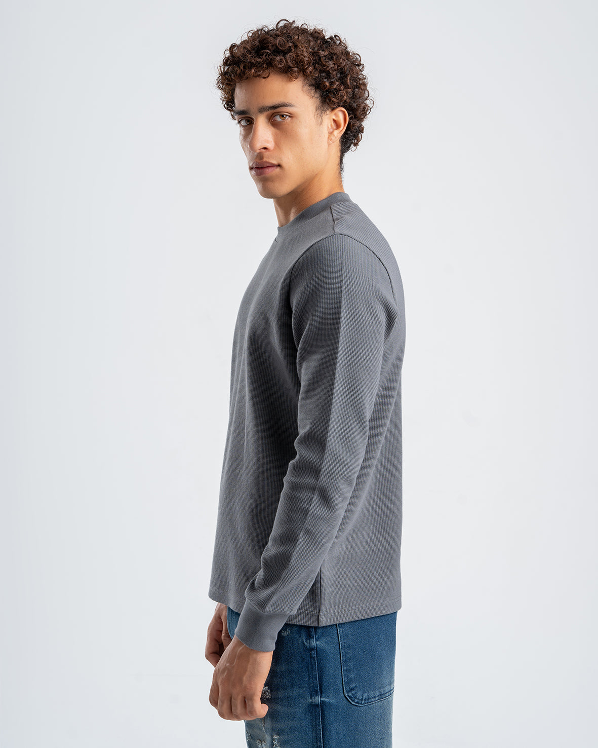 Men's Dark Gray Standard Fit Crew Neck Pullover