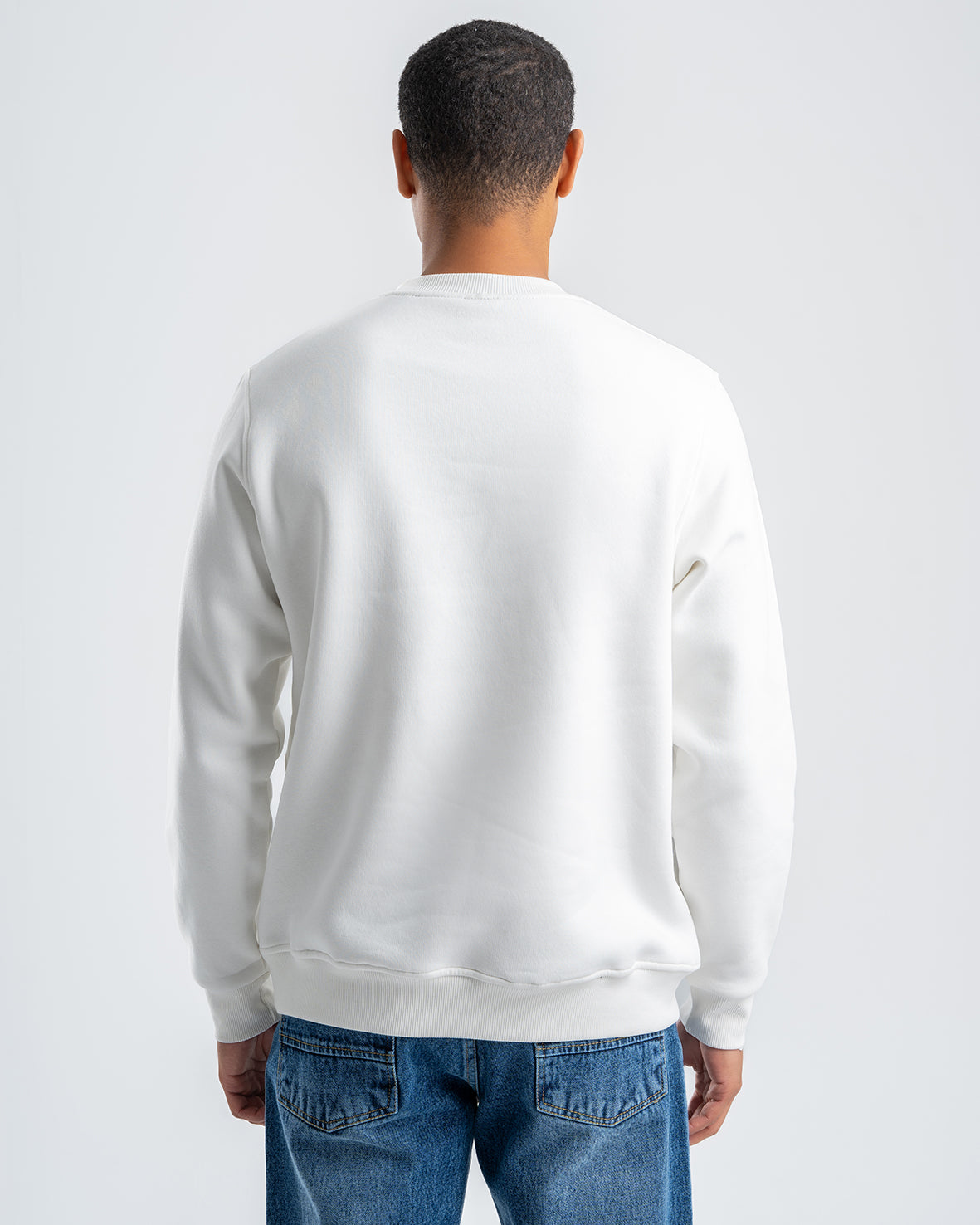 Men's Embroidered White Fleece Sweatshirt