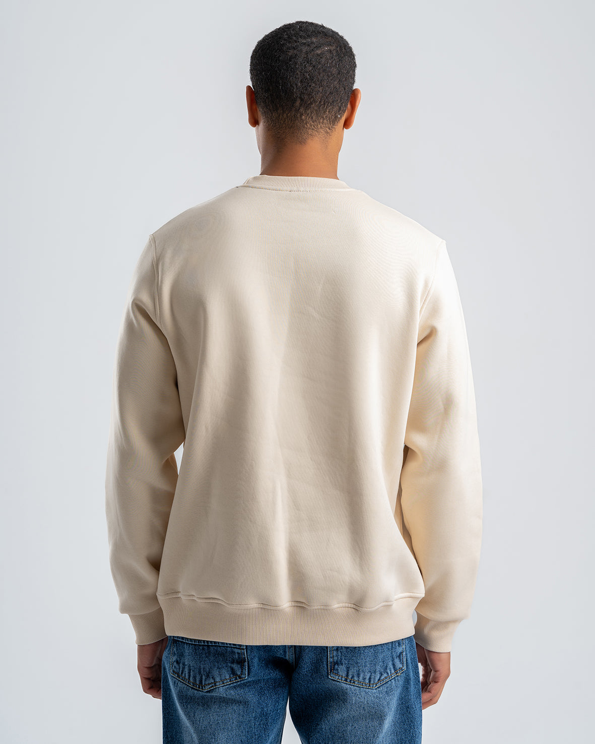 Men's Embroidered Beige Fleece Sweatshirt