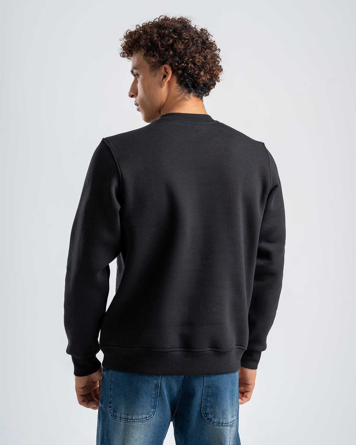 Men's Embroidered Black Fleece Sweatshirt