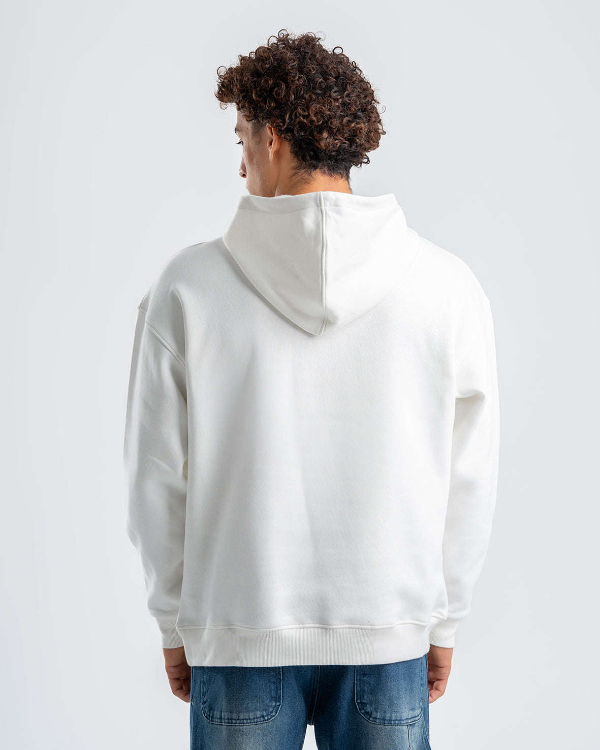 Men's White Printed Casual Hoodie