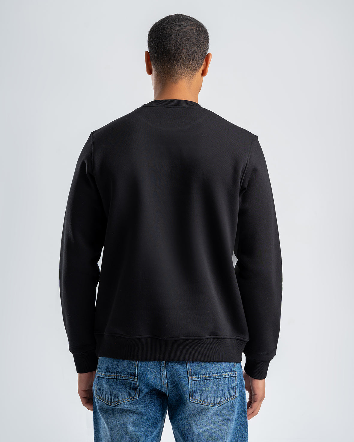 Men's Printed Black Fleece Sweatshirt