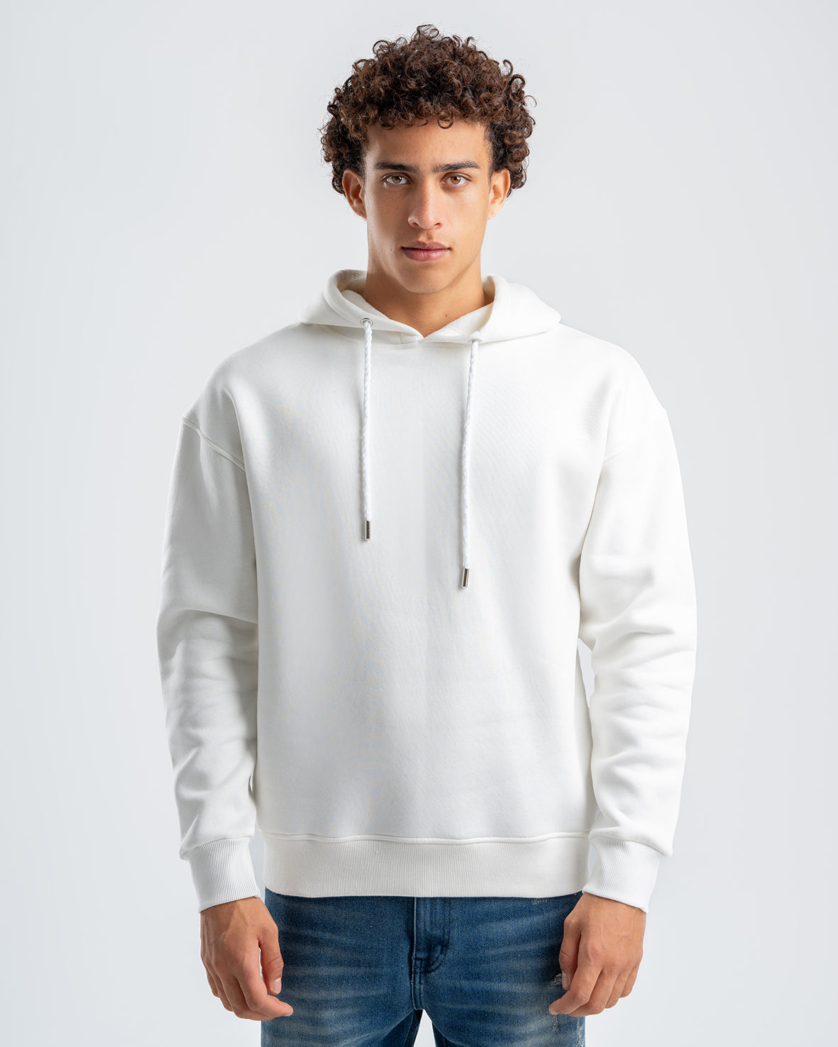 Men's White embroidered Casual Hoodie