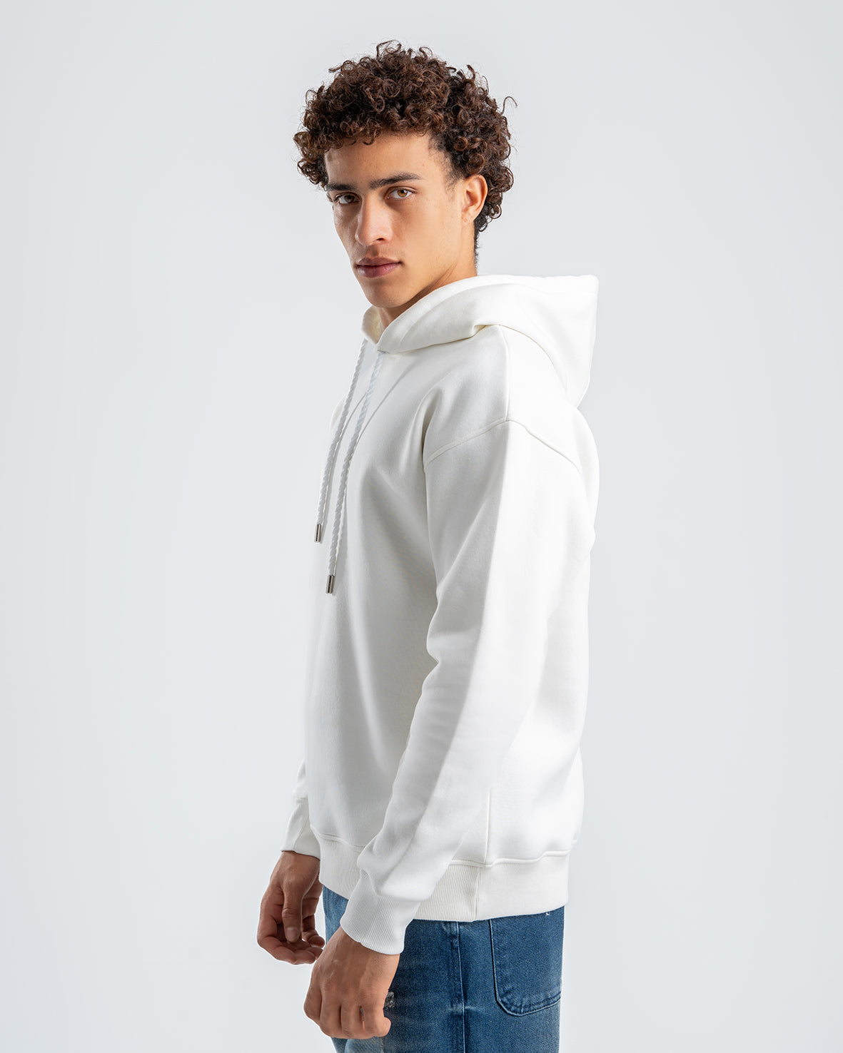 Men's White embroidered Casual Hoodie