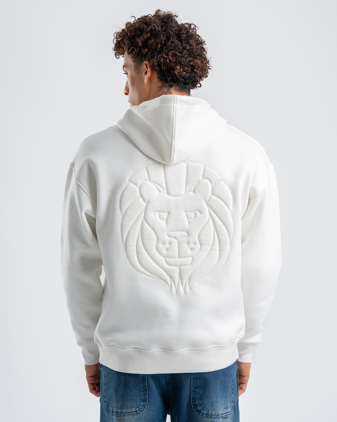 Men's White embroidered Casual Hoodie