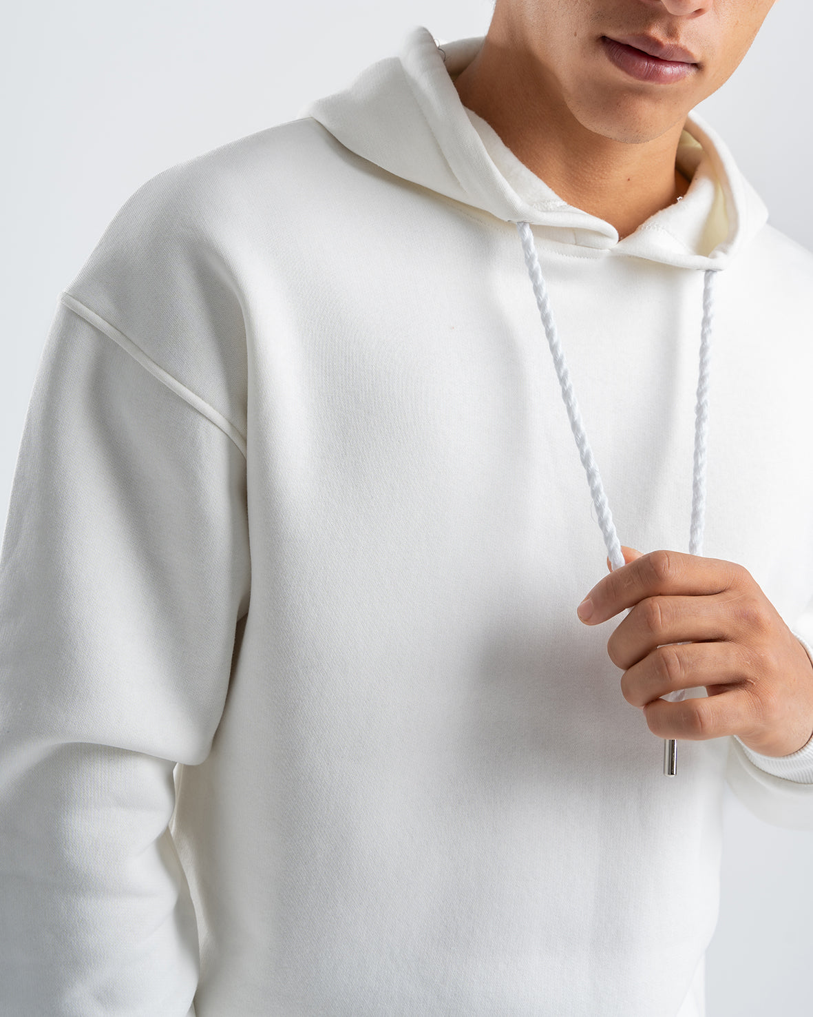 Men's White embroidered Casual Hoodie