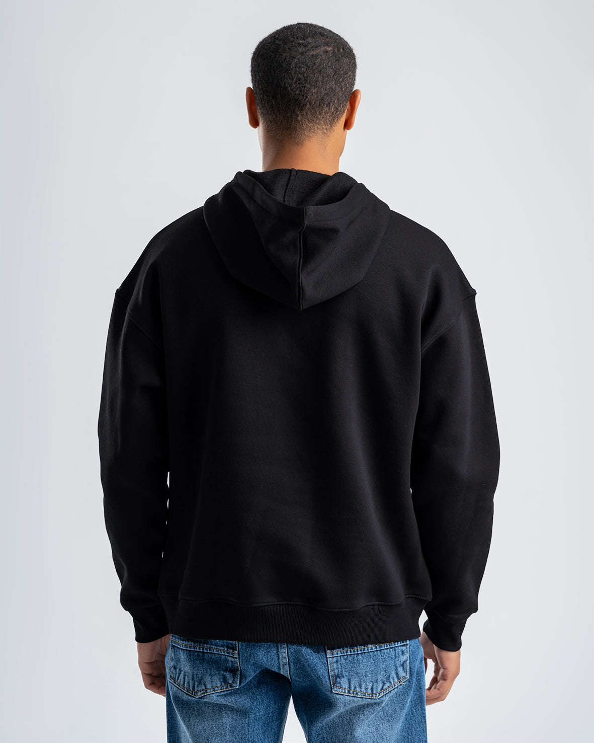 Men's Black Printed Casual Hoodie