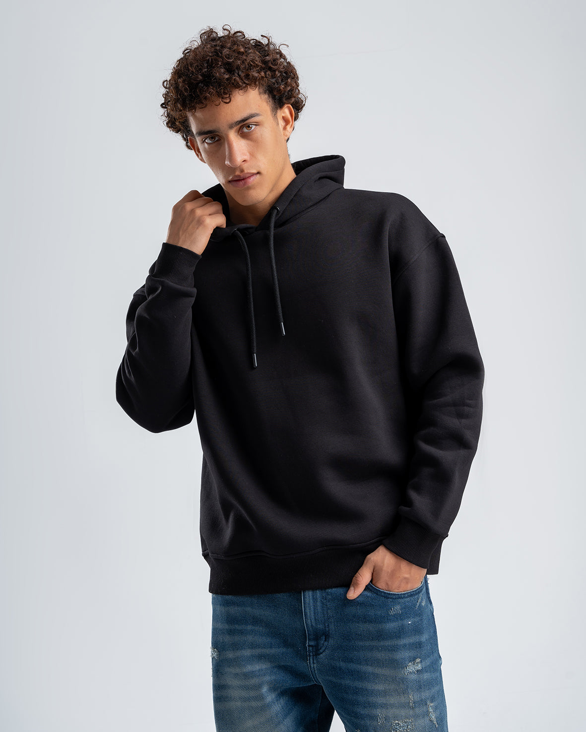 Men's Black embroidered Casual Hoodie