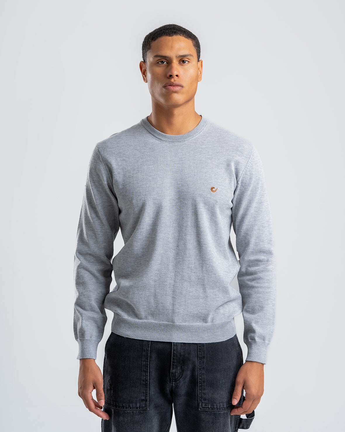 Men's Wool Gray  Pullover With small embroidery