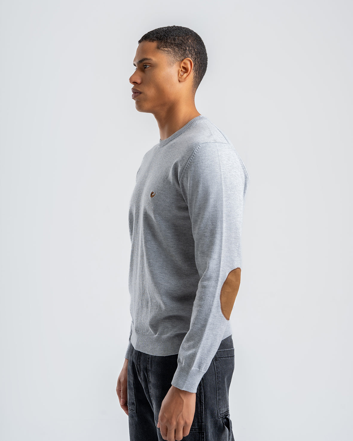 Men's Wool Gray  Pullover With small embroidery