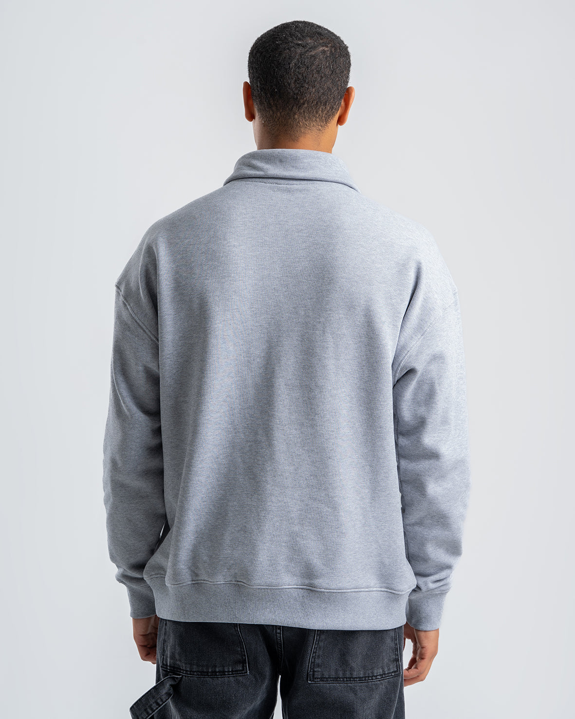 Men's Gray Sweatshirt with zip-up collar