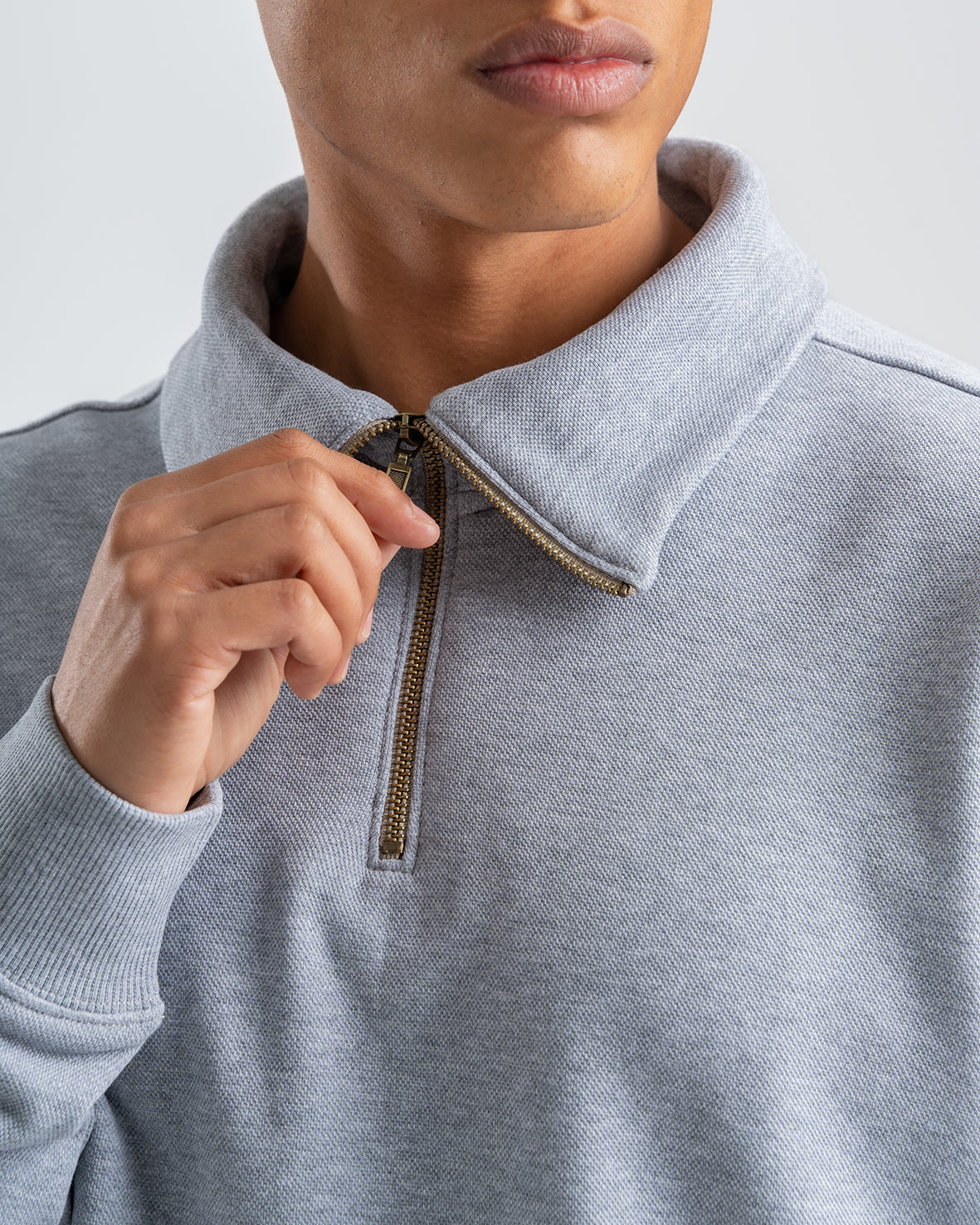 Men's Gray Sweatshirt with zip-up collar