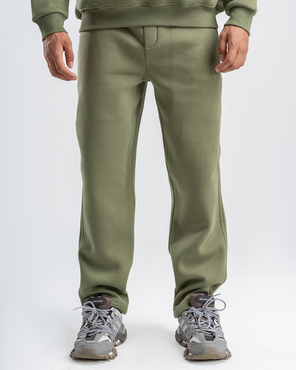 Men's Olive Basic Crew Neck Set