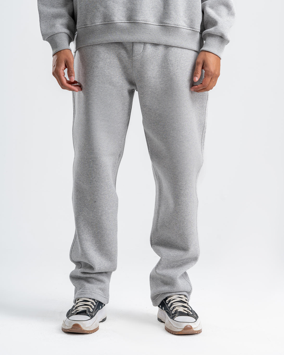 Men's Gray Basic Crew Neck Set