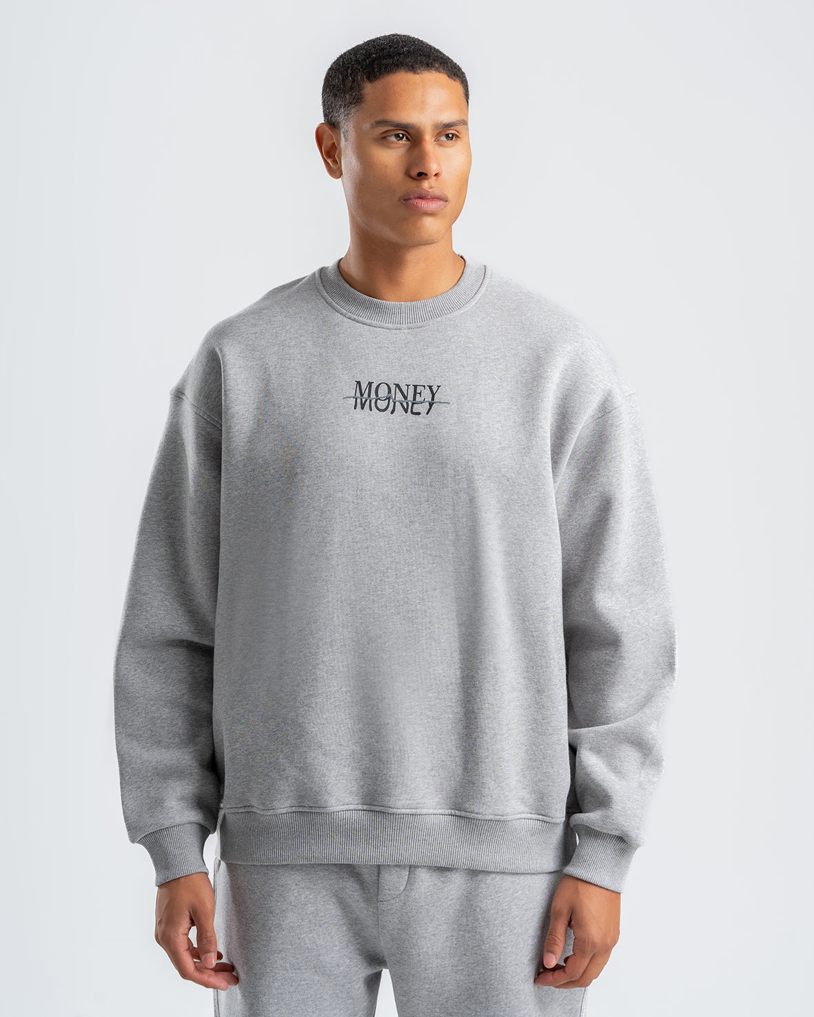 Men's Gray Basic Crew Neck Set