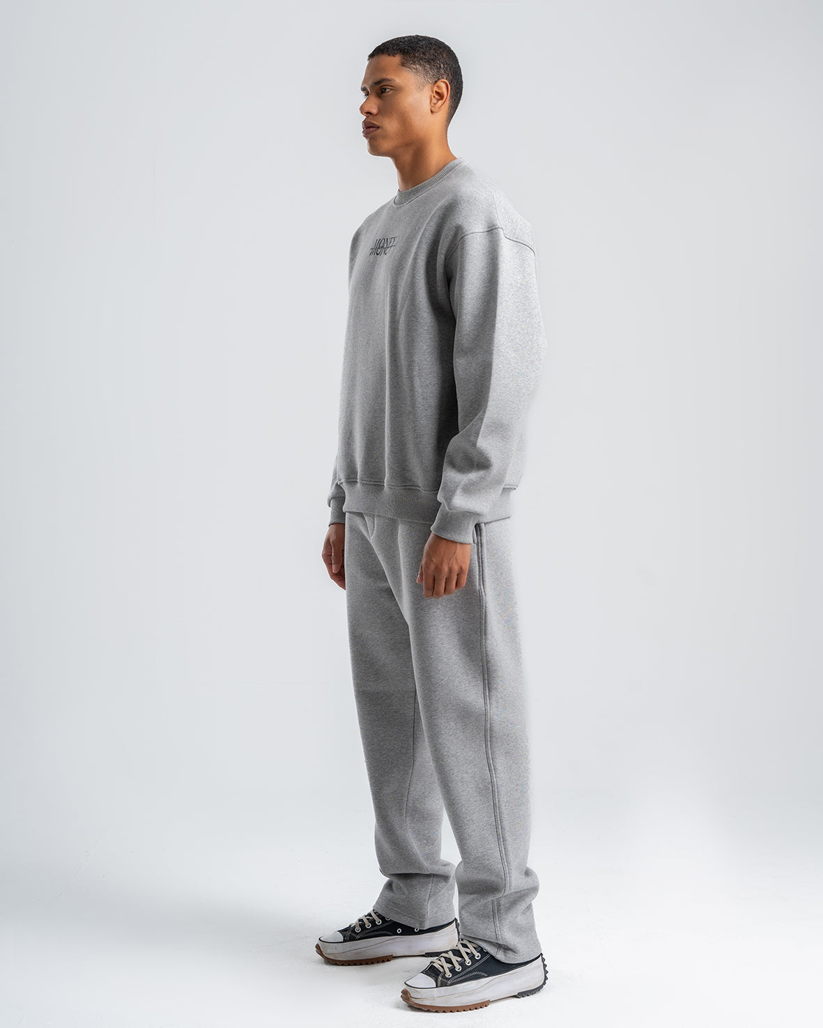 Men's Gray Basic Crew Neck Set