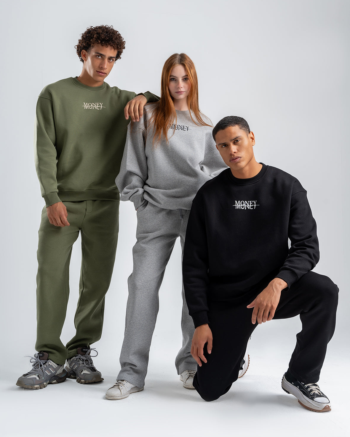 Men's Olive Basic Crew Neck Set