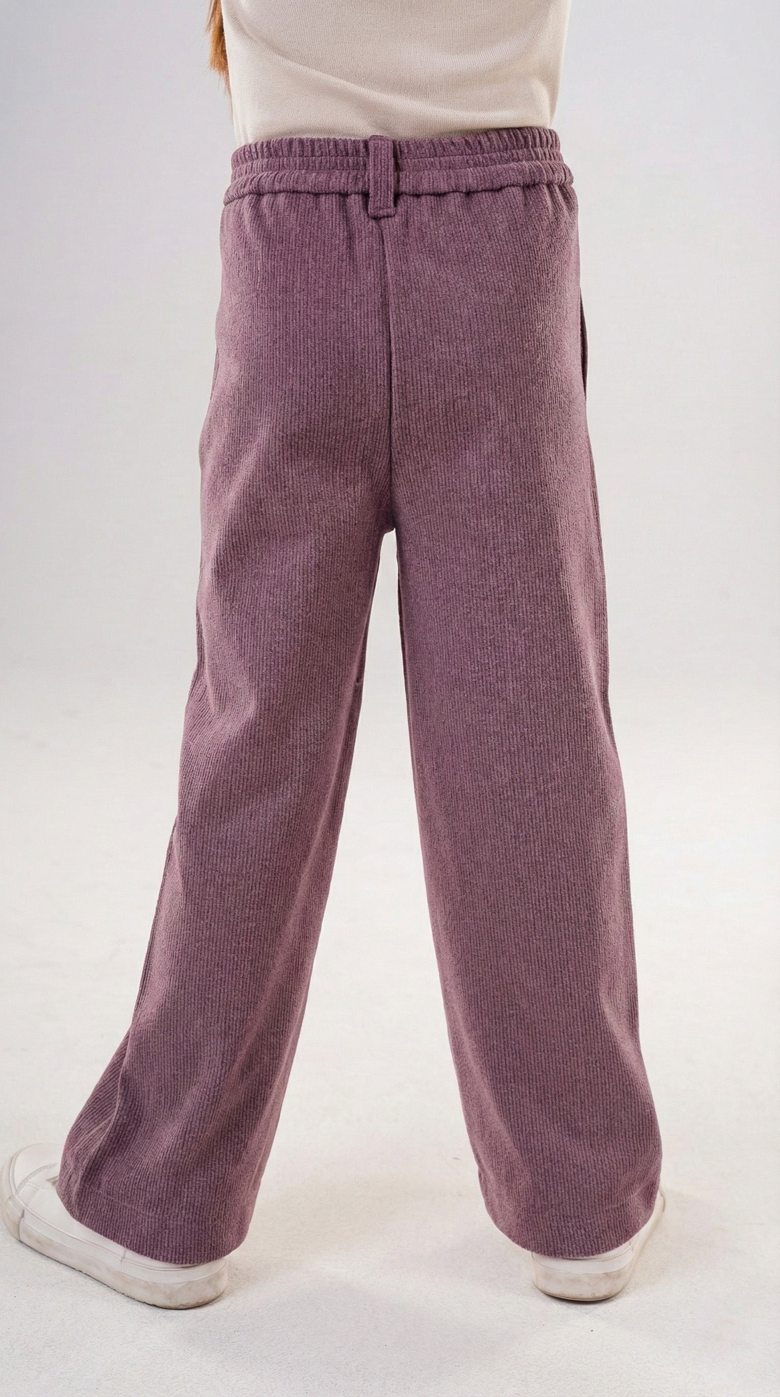 Girls Cozy Ribbed Wide-Leg Trousers