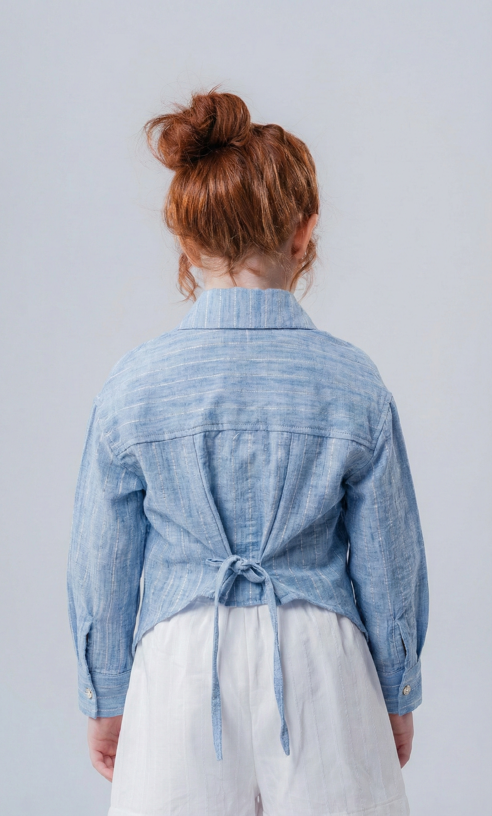 Girls’ Shimmer Button Down Shirt  Long-Sleeve Lurex Striped Blouse