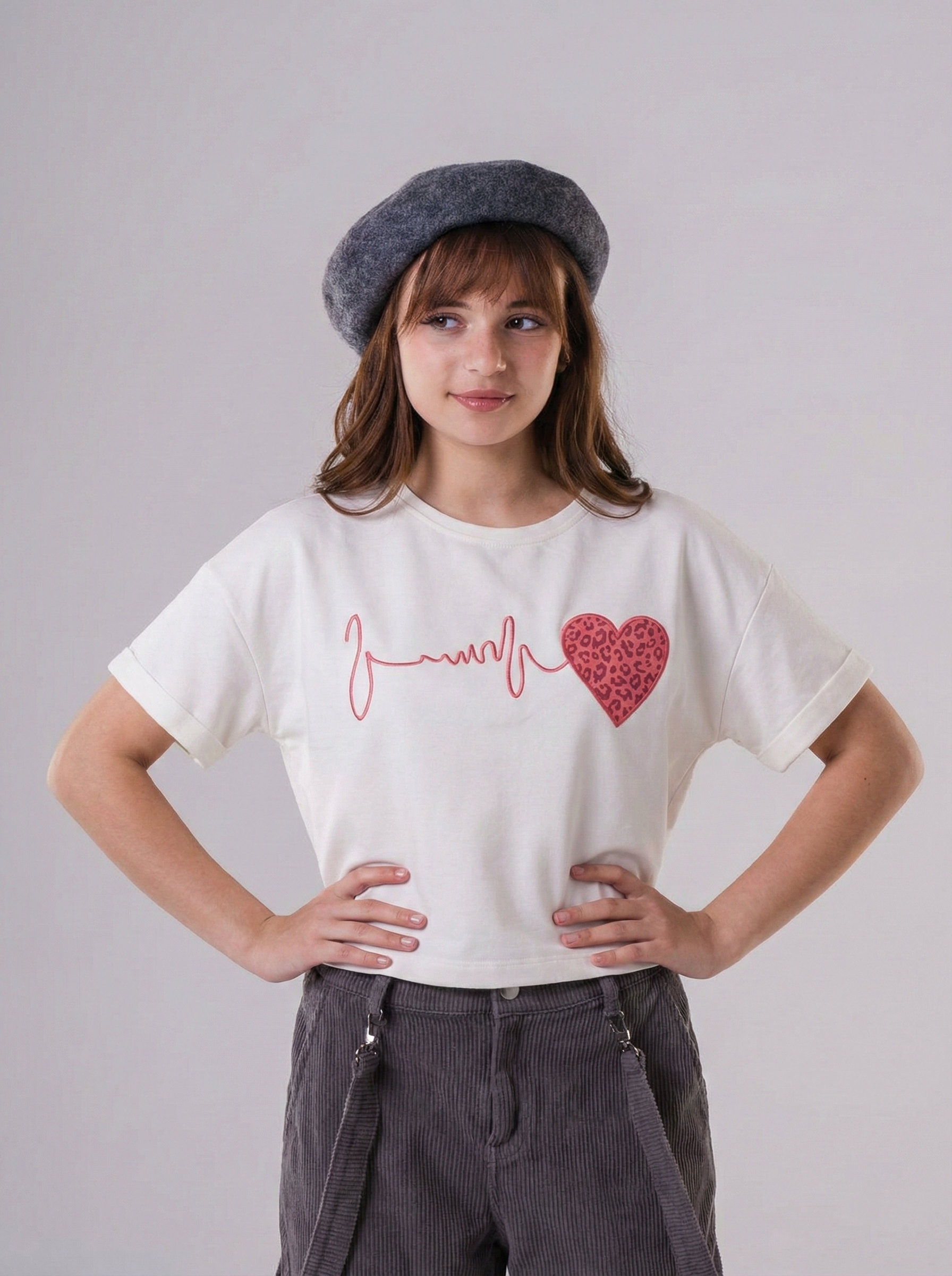 Girls’ Heartbeat Graphic Tee – Short-Sleeve Cotton Top