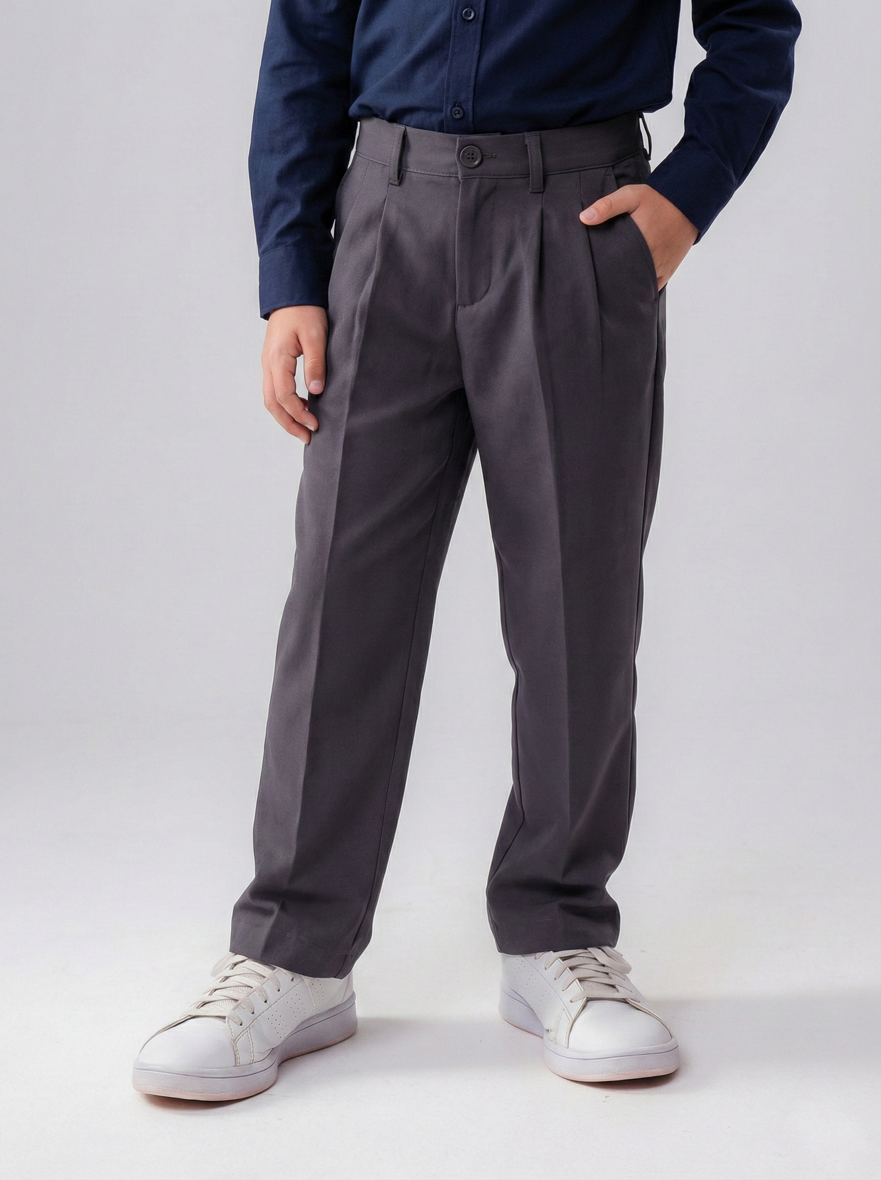 Boys' Slim-Fit Pleated Trousers