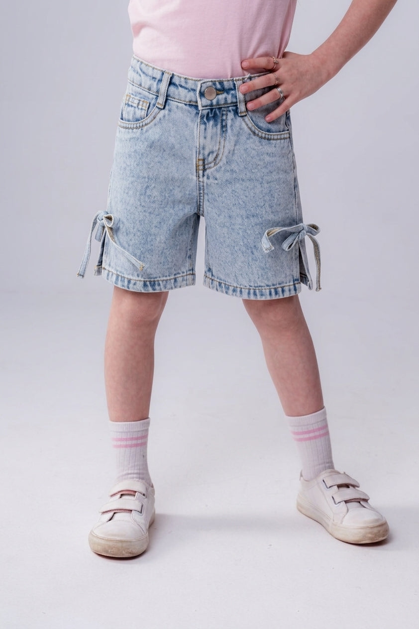 Girls' Side-Tie Denim Shorts