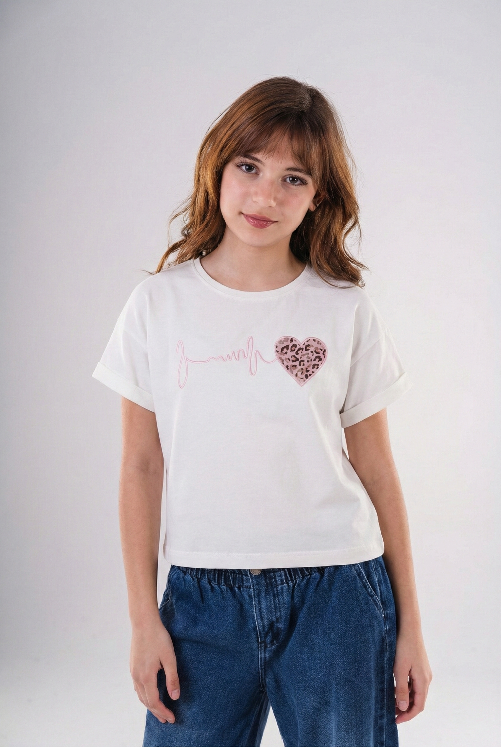 Girls’ Heartbeat Graphic Tee – Short-Sleeve Cotton Top